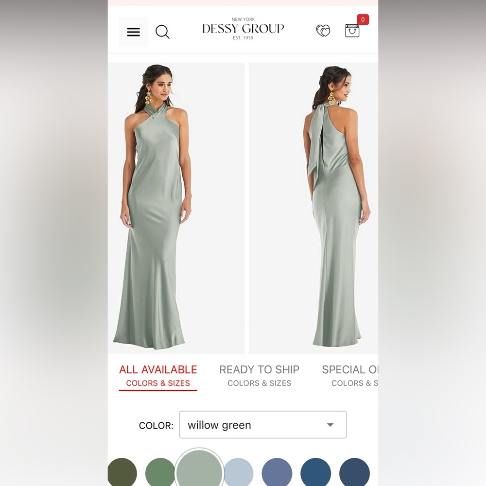 Bella Bridesmaids: DRAPED TWIST HALTER TIE-BACK TRUMPET GOWN - Willow Green